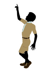 African American Boy Scout Illustration Silhouette