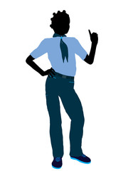African American Girl Scout Illustration Silhouette