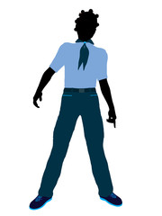 African American Girl Scout Illustration Silhouette