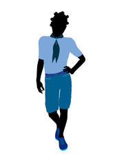 African American Girl Scout Illustration Silhouette