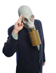 gas mask business man