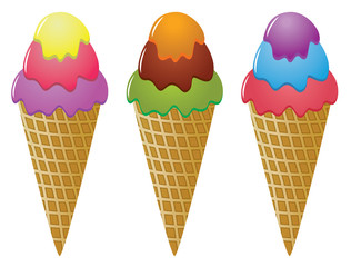 vector colorful icecream cones
