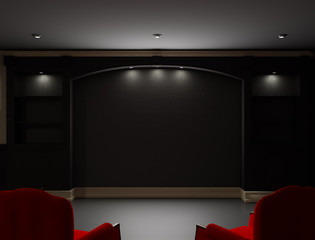 Two red chairs  in empty living room