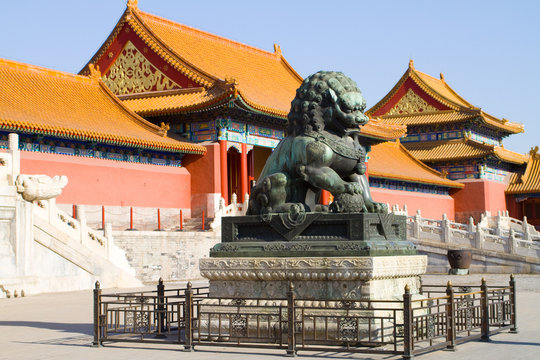 beijing lion statue