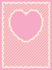 Vector Striped Background With Victorian Eyelet Heart Copy Space