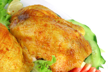 served grilled chicken leg