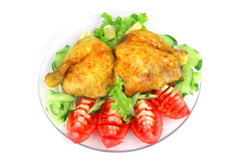served grilled chicken leg
