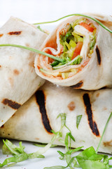 Tortilla Wrap Cut in Half.