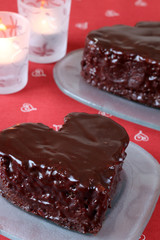 Heart shaped chocolate cakes and candles