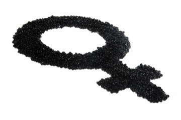 black caviar as a symbol of man a woman on the white background