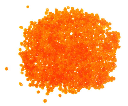 Red caviar on a white background. (salmon)
