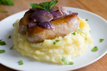 Sausages with mashed potatoes