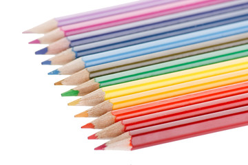 Color pencils on white background.