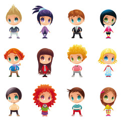 Set of funny people. Cartoon and vector characters.