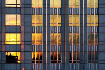reflections in glass wall