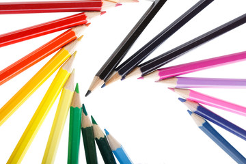 Color pencils on white background.