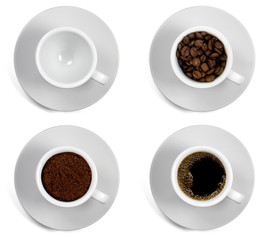 Tazzina di caffè in sequenza