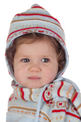 Funny baby girl with winter clothing