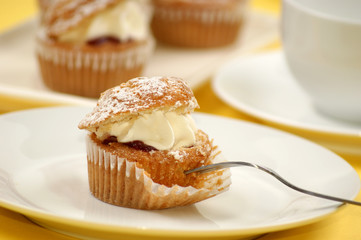 fresh home made cake on a white plate