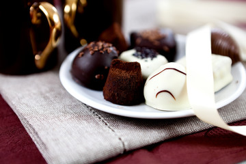 Dark and white chocolate truffles