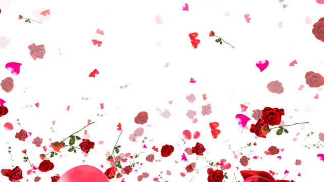 Love Background with roses and ballons - LOOP