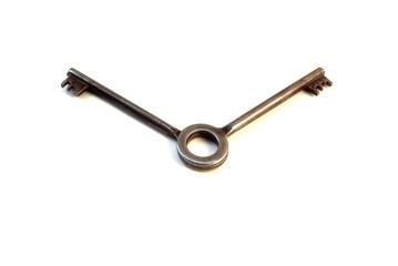 Two keys on white background