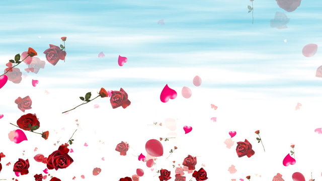 Love Background with roses,SKY and ballons - LOOP