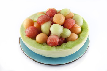 Melon balls in honeydew bowl