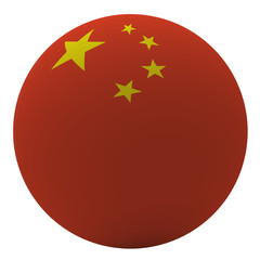 China flag on the ball isolated on white.