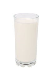 Glass with milk on a white background