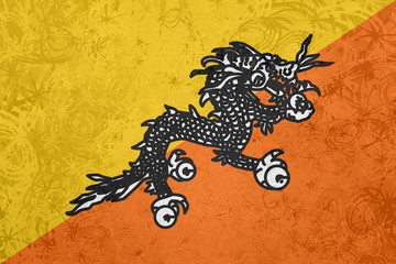 Flag of Bhutan grunge texture