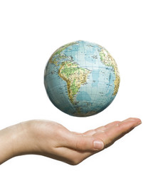 Planet earth in human hand