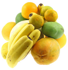 fruits tropicaux, fond blanc