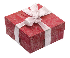 Beautiful red gift isolated on white