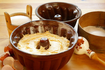 Preparing cake in tube pan