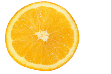 Half of a juicy orange on a white background