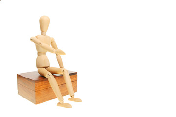 Wooden model on a box
