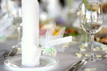 Empty place card on the festive table