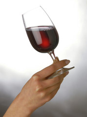 Main verre de vin rouge