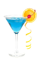 Cocktail collection - Blue martini with orange and maraschino