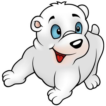Polar Bear, Puppy - colored cartoon illustration
