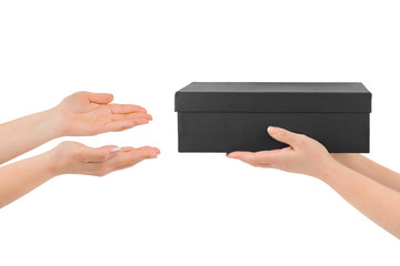 Hands giving box