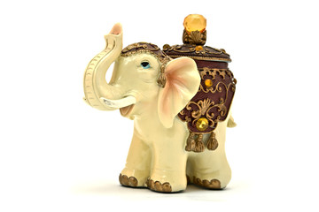 Elephant figurine on white background