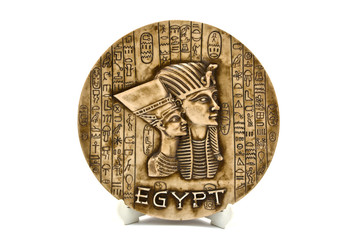 Egyptian plate isolated on white background