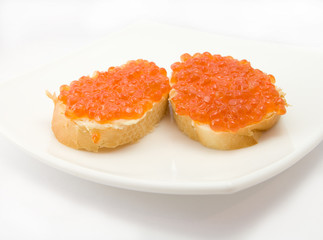 Naklejka na ściany i meble sandwiches with caviar on plate