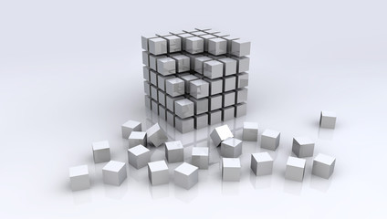 3d synthtetic chrome cubes