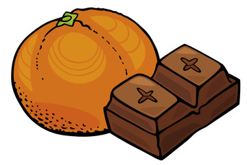 orange fruit and chocolate block