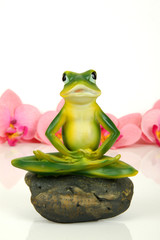 künstlicher Frosch beim Yoga