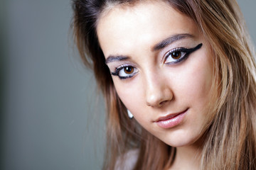 Obraz premium Portrait of the sad model with beautiful hair