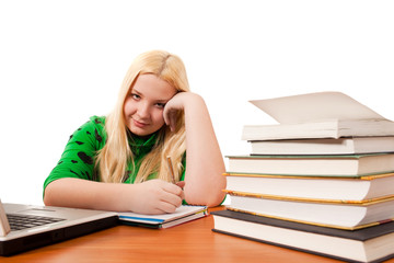 young girl student in classroom